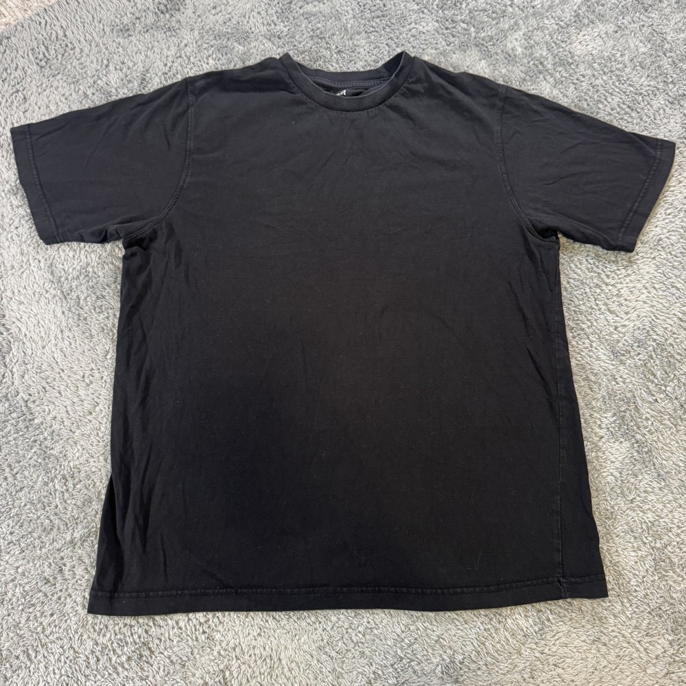 LCKR Mens Essential T-Shirt Large Black Solid 100% Cotton Crewneck Short Sleeve